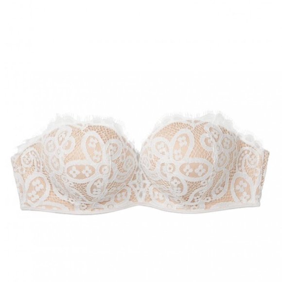 Victoria's Secret Other - VS Strapless Bombshell Bra White Crochet Lace  32A